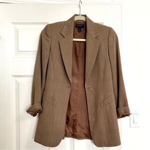 Anne Klein Tan Houndstooth Blazer